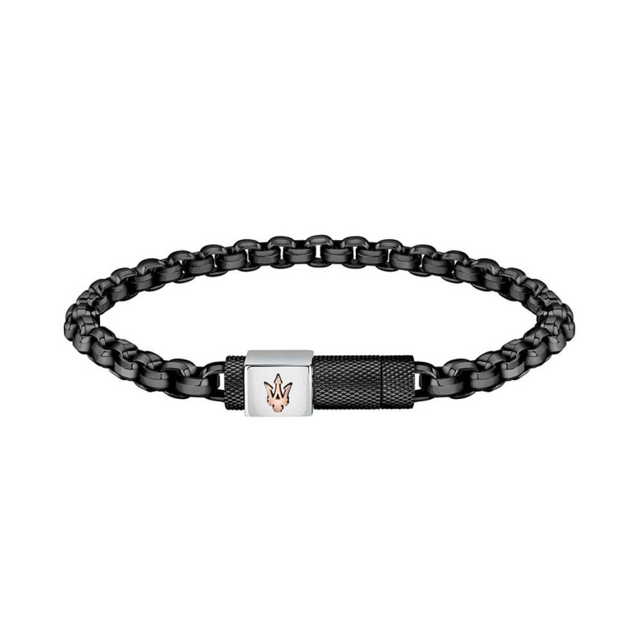 Joyer A Maserati | Pulsera Maserati Jewels Black+Rg Logo