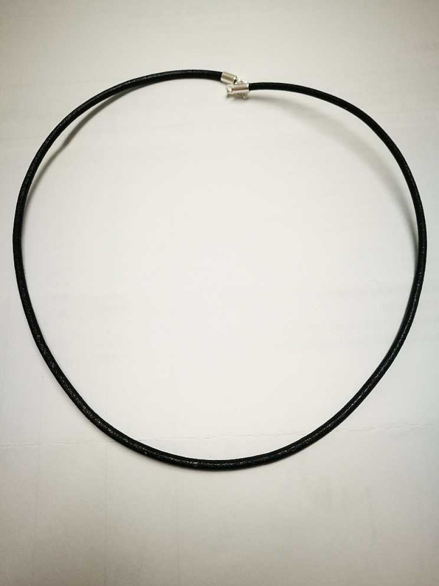 Joyer A Veracruz | Collar Cuero/Plata Ley Negro 45Cm