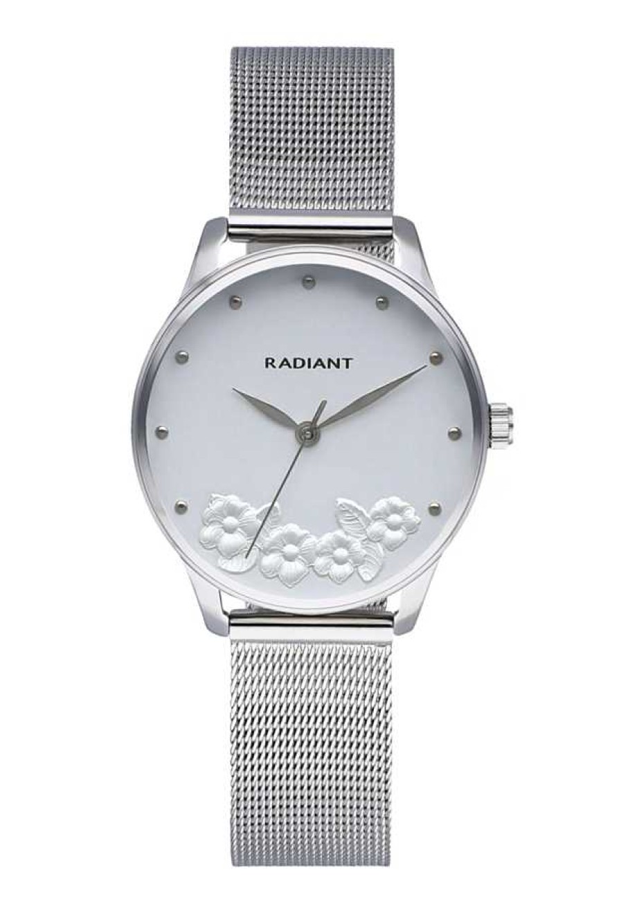 Relojes Radiant | Radiant Metal&Roses Silver Dial Mesh