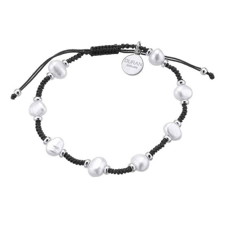 Joyer A Duran Exquse | Pulsera Duran Plata/Algodon Y Perlas