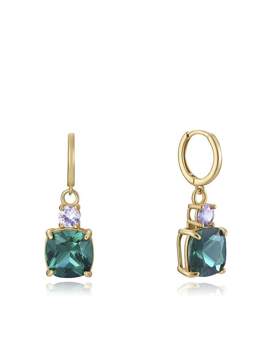 Joyer A Viceroy Jewels | Pendientes Viceroy Jewels Plata De Ley Ip Gold - Cuarzo Verde