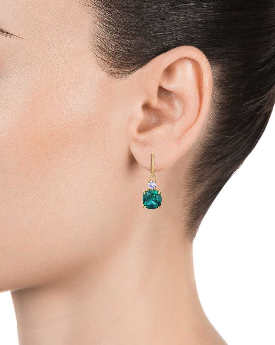 Joyer A Viceroy Jewels | Pendientes Viceroy Jewels Plata De Ley Ip Gold - Cuarzo Verde