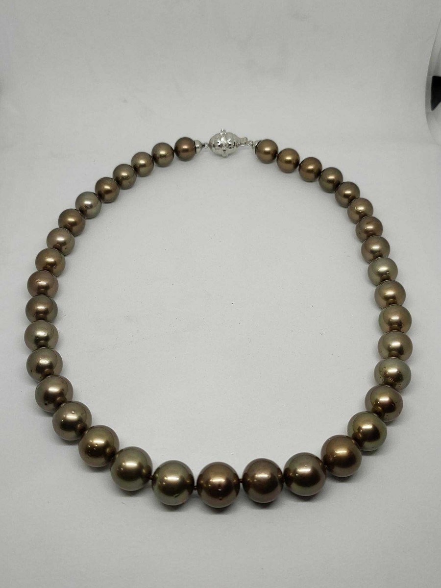 Joyer A Veracruz | Collar Perlas Australianas Color Chocolate 37 Perlas