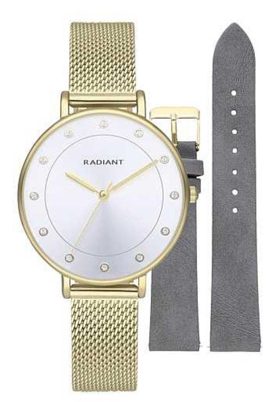 Relojes Radiant | Radiant Box 36Mm Silver Dial Ipg Mesh + Correa Regalo