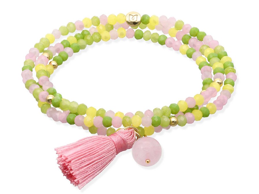 Joyer A Veracruz | Pulsera Zen Rosa Plata Ley Cristal Facetado