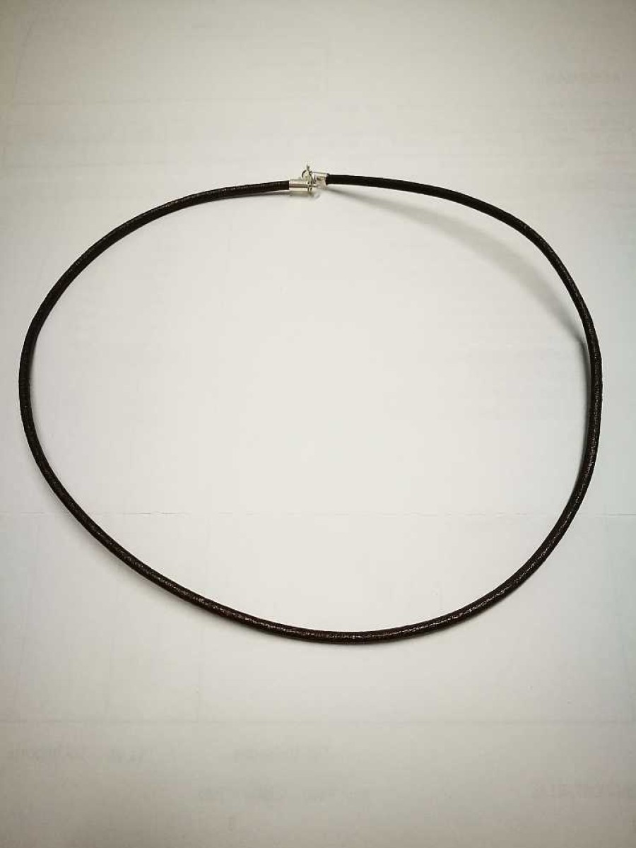 Joyer A Veracruz | Collar Cuero Marron Plata 45Cm