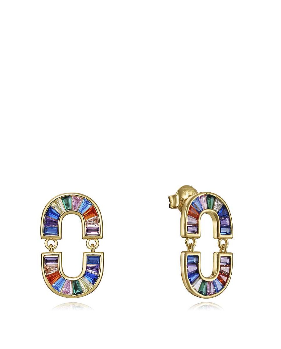 Joyer A Viceroy Jewels | Viceroy Pendientes Elegant De Plata De Ley Ip Gold Y Circonitas Color