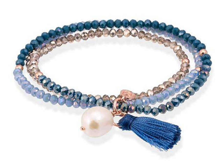 Joyer A Veracruz | Pulsera Zen Azul Plata Ley Cristal Facetado