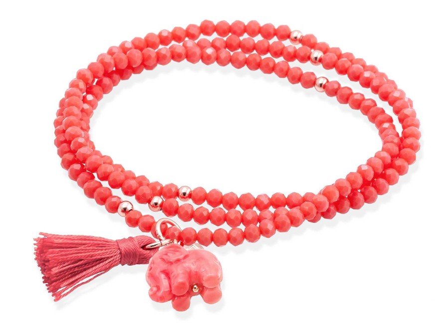 Joyer A Veracruz | Pulsera Zen Coral Plata Ley Cristal Facetado